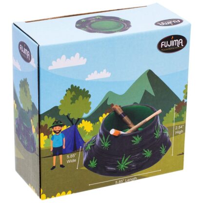 Fujima Black & Green Leaf Bucket Hat Ashtray - 5.75" - Image 3