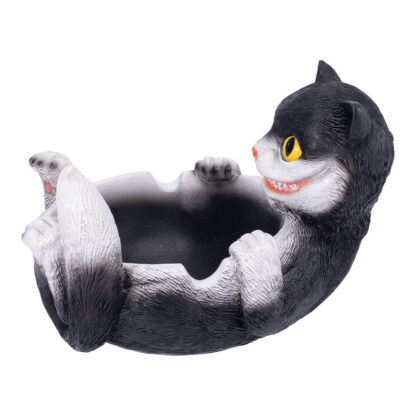 Fujima Trippy Tuxedo Cat Polystone Ashtray - 5"x3.5" - Image 2