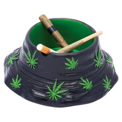 Fujima Black & Green Leaf Bucket Hat Ashtray - 5.75" - Image 2