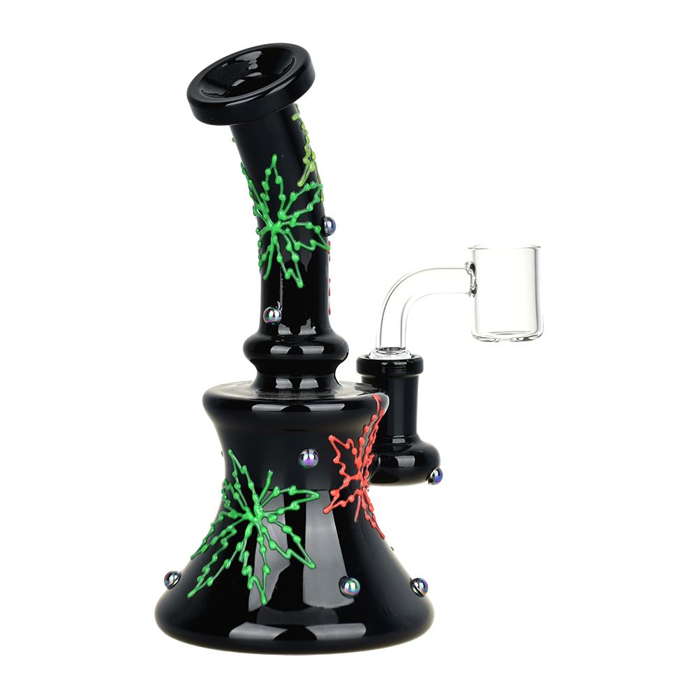 Neon Hemp Leaf Glow In The Dark Dab Rig - 6.5" / 14mm F - Image 2