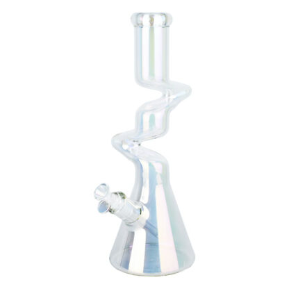 Twisty Tunnel Electroplated Glass Water Pipe - 14.75" / 14mm F / Colors Vary - Image 3