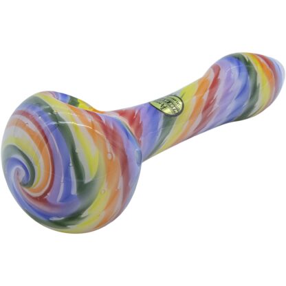 Rainbow Tie-Dye Glass Spoon Pipe on White - Image 5