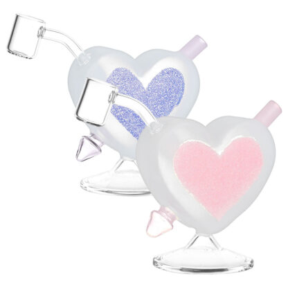 Heart Sparkles Glass Mini Rig - 4.5" / 10mm F / Colors Vary - Image 2