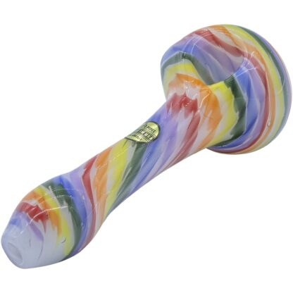 Rainbow Tie-Dye Glass Spoon Pipe on White - Image 2