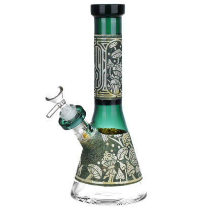 Mushroom Melange Etched Beaker Glass Water Pipe - 9" / 14mm F - Image 3