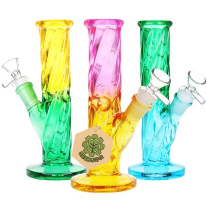 SeshGear Twist Ombre Straight Tube Glass Water Pipe | 7.75" | 14mm F - Image 5