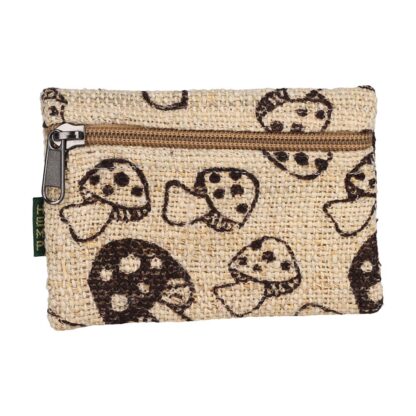 Mushroom Print Hemp Coin Purse - 5" x 3.75" - Image 2