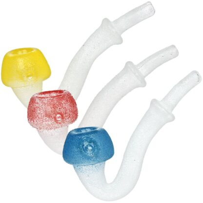 Cubensis Frosted Glass Sherlock Pipe - 4.5" / Colors Vary - Image 2