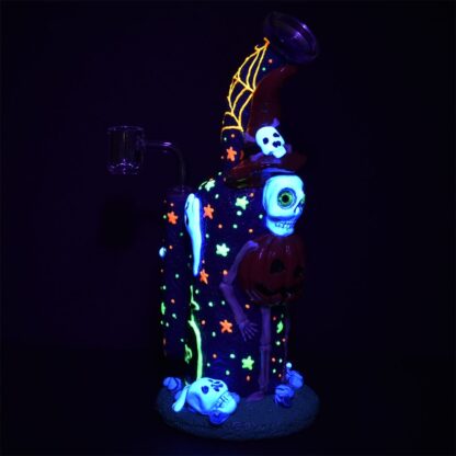Frightening Fiesta Enamel on Glow in The Dark Glass Dab Rig - 9.5" - Image 3