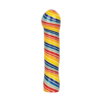 Rainbow Spirals Glass Chillum - 3.5"