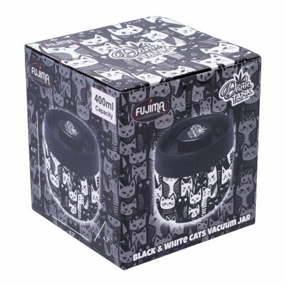 Fujima Dank Tank Vacuum Glass Jar - 4.2" / Black & White Cats - Image 4