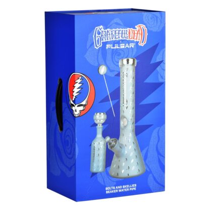 Grateful Dead x Pulsar Bolts And Skellies Glass Beaker Water Pipe Set | 13.75" | 14mm F - Image 6