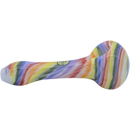Rainbow Tie-Dye Glass Spoon Pipe on White - Image 4