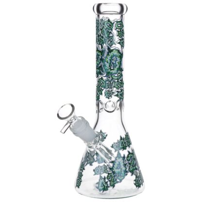 420 Clouds Glow In The Dark Beaker Glass Water Pipe - 10" / 14mm F / Colors Vary - Image 5