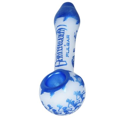Grateful Dead x Pulsar Blue Sky Dancing Skellies Glass Spoon Pipe - 4.75" - Image 6