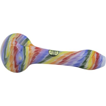 Rainbow Tie-Dye Glass Spoon Pipe on White - Image 3