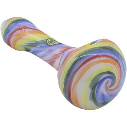 Rainbow Tie-Dye Glass Spoon Pipe on White - Image 6