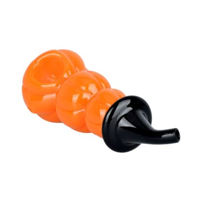 Stacked Jack-O-Lantern Glass Hand Pipe - 5" - Image 2